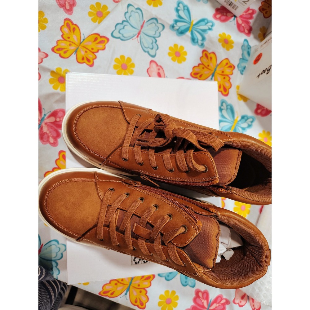 Kohl's Elfons Kids Cognac Brown High Top Sneakers Memory Foam Size 6